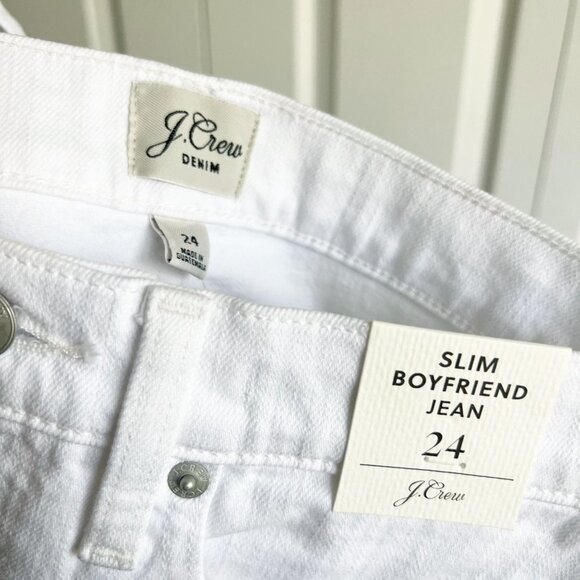 J.Crew Slim Boyfriend White Denim High-Rise Straight Jeans Women's Size 24 - Picture 9 of 13